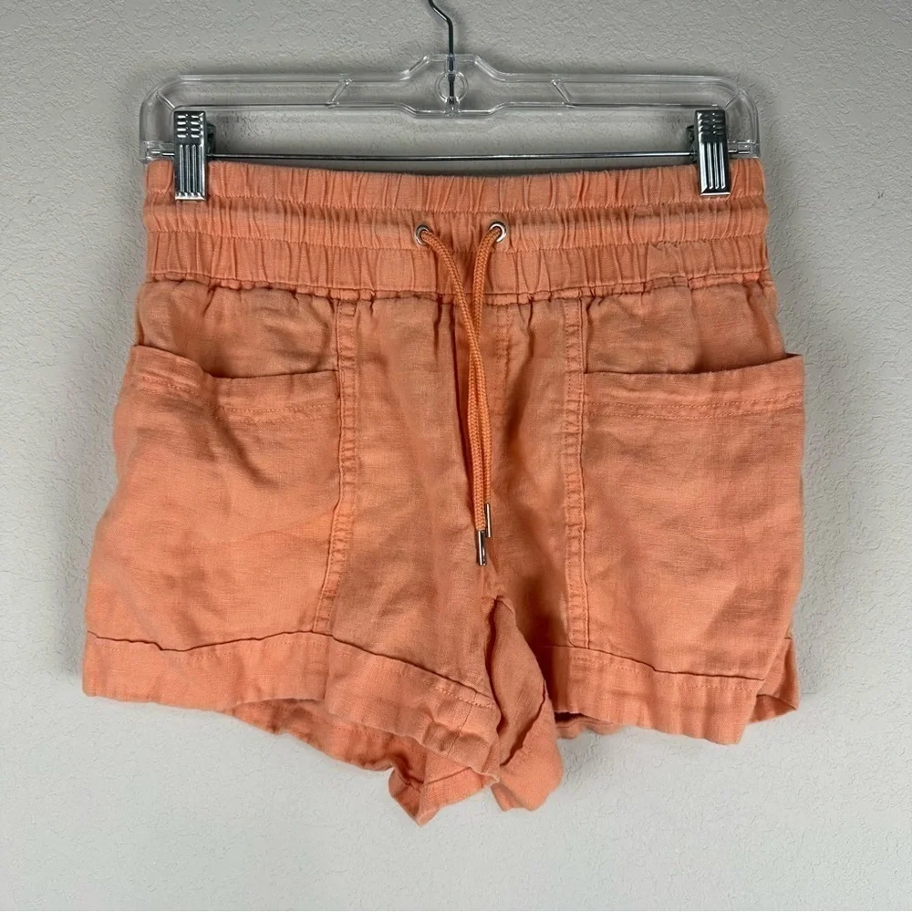 Athleta Orange Cabo 100% Linen 4” Athleisure Shorts Size 0